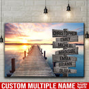 Sunset Lake Dock Multi Names Premium Canvas Crossroads Personalized Canvas Wall Art - Family Street Sign Family Name Art Canvas For Home Decor Custom Family - CANLA75 - CustomCat
