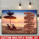 Sunset Over The Beach Ocean Sunset Multi Names Premium Canvas - Family Street Sign Family Name Art Canvas For Home Decor Personalized Canvas Wall Family - CANLA75 - CustomCat