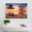 Sunset Over The Beach Ocean Sunset Multi Names Premium Canvas - Family Street Sign Family Name Art Canvas For Home Decor Personalized Canvas Wall Family - CANLA75 - CustomCat