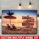 Sunset Over The Beach Ocean Sunset Multi Names Premium Canvas - Family Street Sign Family Name Art Canvas For Home Decor Personalized Canvas Wall Family - CANLA75 - CustomCat