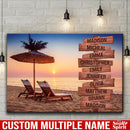 Sunset Over The Beach Ocean Sunset Multi Names Premium Canvas - Family Street Sign Family Name Art Canvas For Home Decor Personalized Canvas Wall Family - CANLA75 - CustomCat