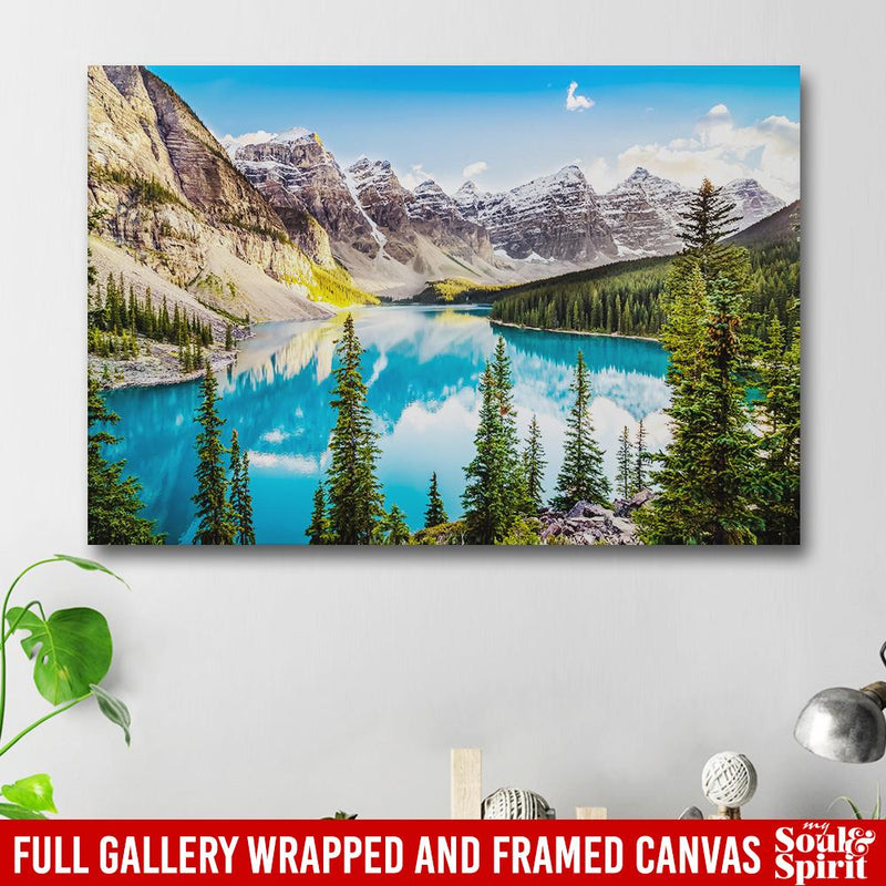 Sunset View Over Lake And Mountain Range Color Canvas Wall Art Family - CANLA75 - CustomCat