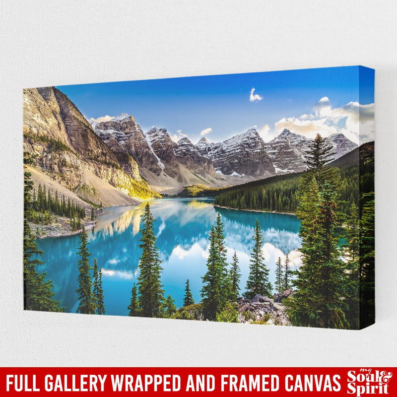 Sunset View Over Lake And Mountain Range Color Canvas Wall Art Family - CANLA75 - CustomCat