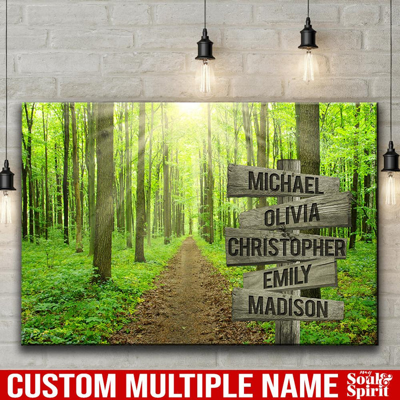 Sunshine Forest Road Multi Names Premium Canvas Crossroads Personalized Canvas Wall Art - Family Street Sign Family Name Art Canvas For Home Decor Custom Family - CANLA75 - CustomCat