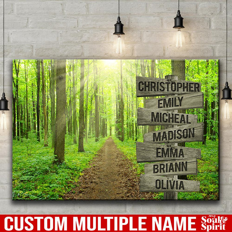 Sunshine Forest Road Multi Names Premium Canvas Crossroads Personalized Canvas Wall Art - Family Street Sign Family Name Art Canvas For Home Decor Custom Family - CANLA75 - CustomCat
