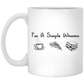 Teacher Coffee Mug I'm A Simple Woman Coffee Pizza Books 11oz - 15oz White Mug
