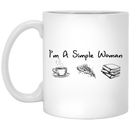 Teacher Coffee Mug I'm A Simple Woman Coffee Pizza Books 11oz - 15oz White Mug