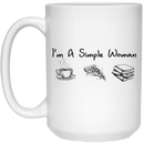 Teacher Coffee Mug I'm A Simple Woman Coffee Pizza Books 11oz - 15oz White Mug