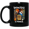 Teacher Coffee Mug Knowledge Is Power Book Cat Coffee 11oz - 15oz Black Mug
