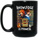 Teacher Coffee Mug Knowledge Is Power Book Cat Coffee 11oz - 15oz Black Mug