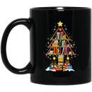 Teacher Coffee Mug Reader Teacher Merry Christmas Tree Book Funny Gift Book Lovers 11oz - 15oz Black Mug