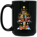 Teacher Coffee Mug Reader Teacher Merry Christmas Tree Book Funny Gift Book Lovers 11oz - 15oz Black Mug