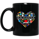 Teacher Coffee Mug Teachaholic A Heart Is Made Of Teaching Tools For Funny Gift 11oz - 15oz Black Mug