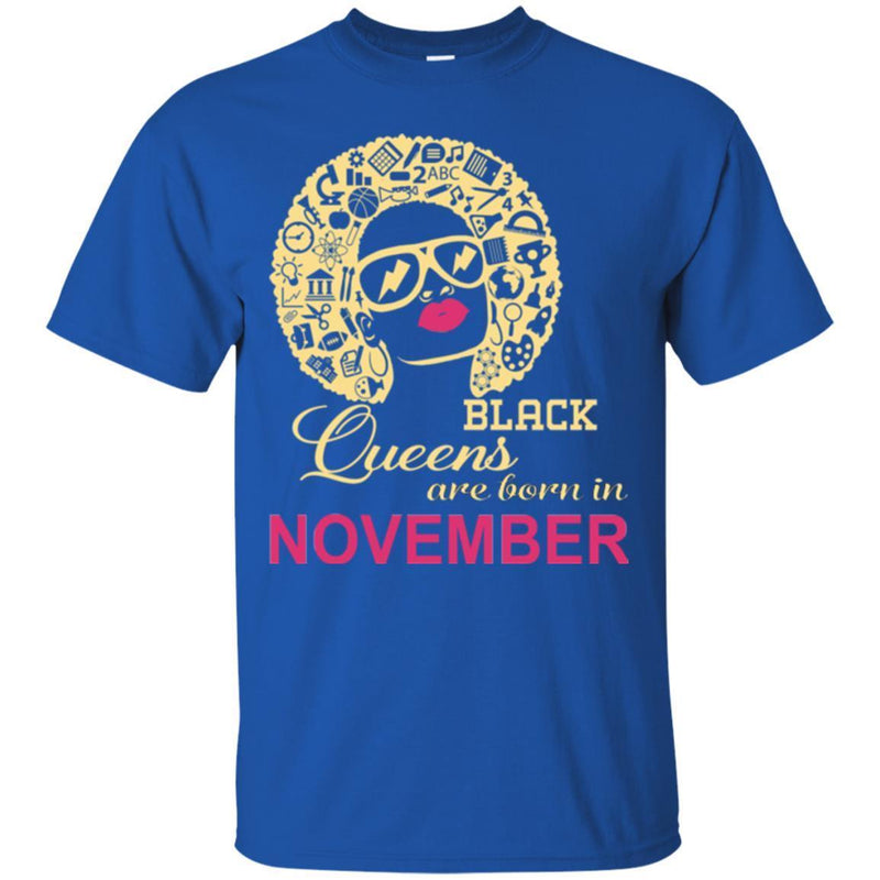 Teacher T-Shirt Black Queens Are Born In November Black Woman Girl African American Shirts CustomCat