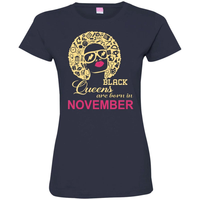 Teacher T-Shirt Black Queens Are Born In November Black Woman Girl African American Shirts CustomCat