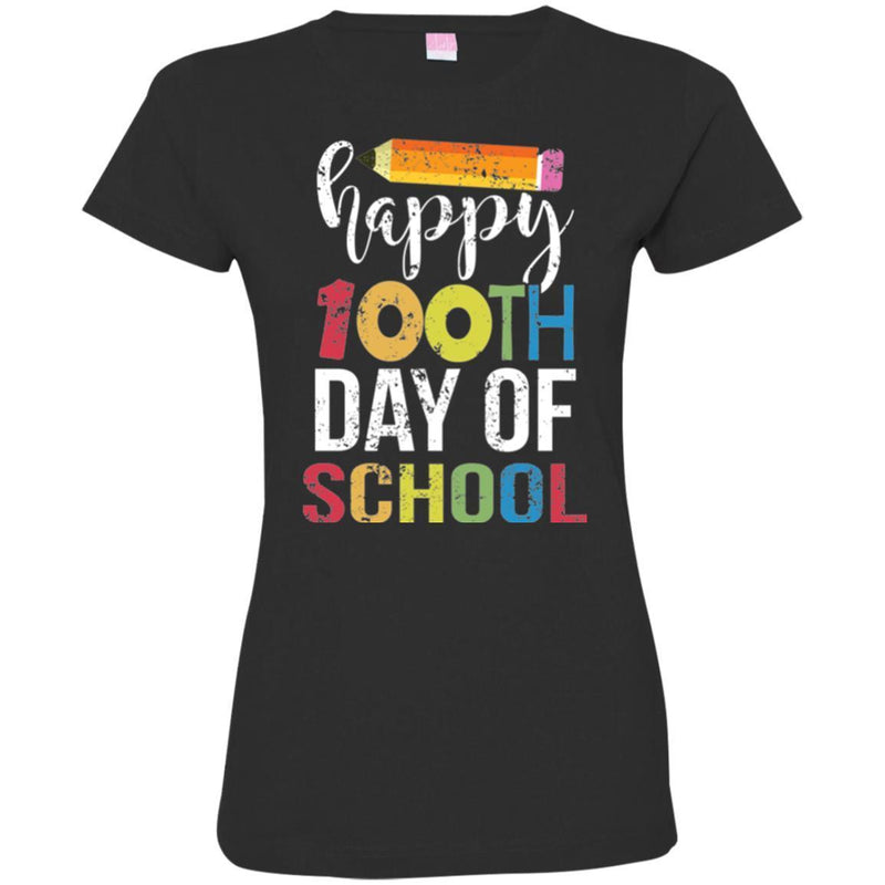 Teacher T-Shirt Happy 100th Day Of School Funny Gift Tees Teacher Shirts CustomCat