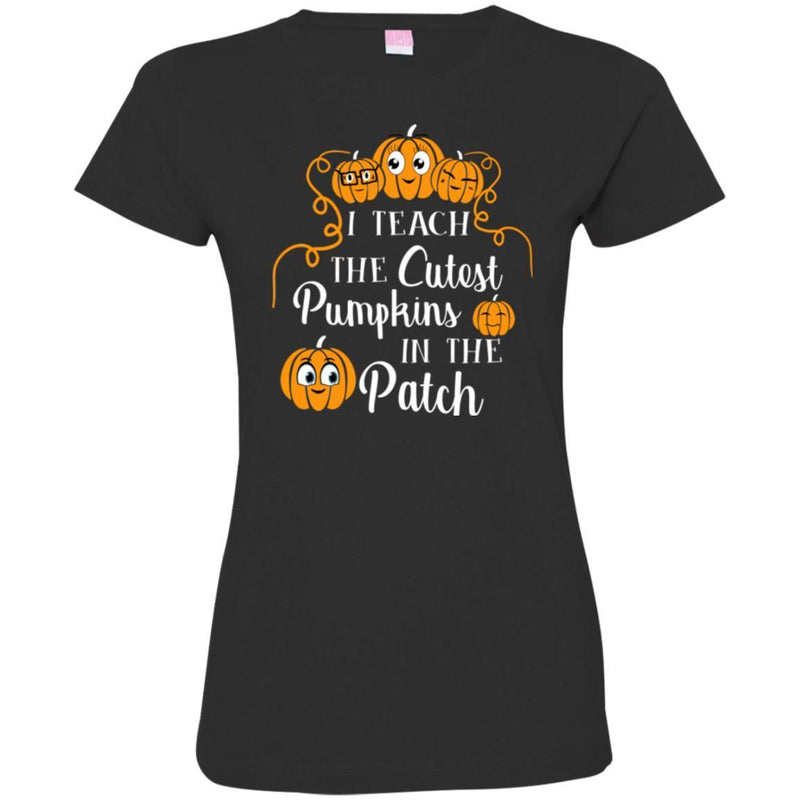 Teacher T-Shirt I Teach The Cutest Pumpkins In The Patch Halloween Funny Gift Teacher T Shirt CustomCat