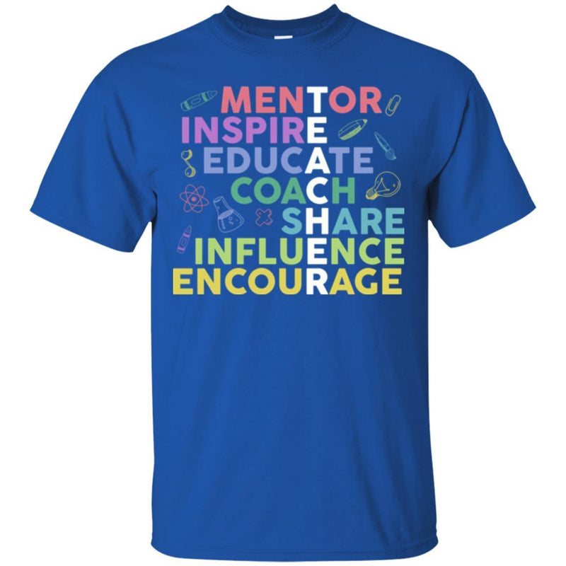 Teacher T-Shirt Mentor Inspire Educate Coach Share Teacher Gift Influence encourage Shirts CustomCat