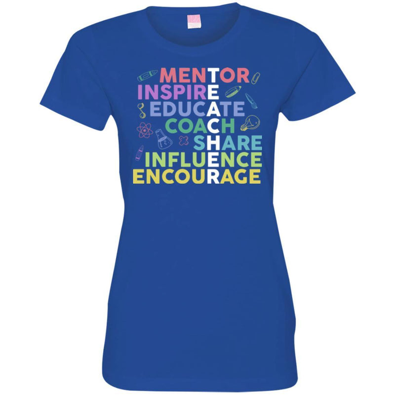 Teacher T-Shirt Mentor Inspire Educate Coach Share Teacher Gift Influence encourage Shirts CustomCat