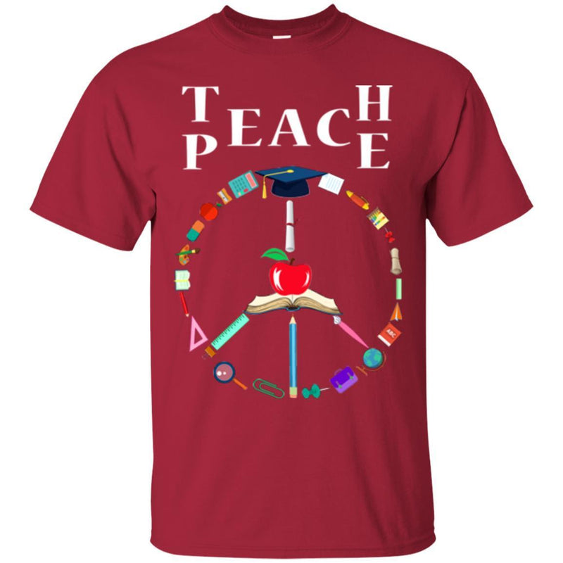 Teacher T-Shirt Teache Peace Symbol Funny Gift Teacher Shirts CustomCat