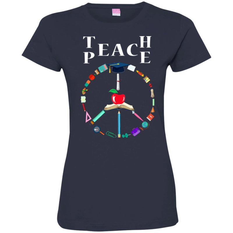 Teacher T-Shirt Teache Peace Symbol Funny Gift Teacher Shirts CustomCat