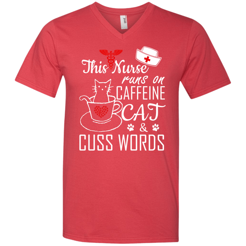 This Nurse Runs on caffeine Cat and Cuss Words Tshirts CustomCat