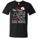 This Nurse Runs on caffeine Cat and Cuss Words Tshirts CustomCat