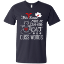 This Nurse Runs on caffeine Cat and Cuss Words Tshirts CustomCat
