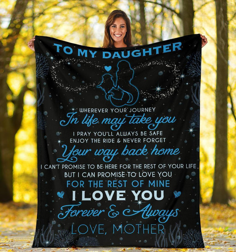 To My Daughter Love Mother Mermaid Fleece Blanket interestprint