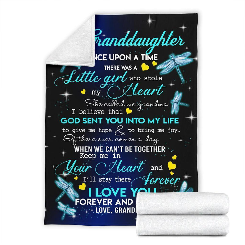 To My Granddaughter Dragonflies Fleece Blanket interestprint