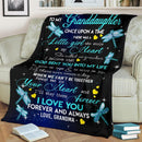 To My Granddaughter Dragonflies Fleece Blanket interestprint