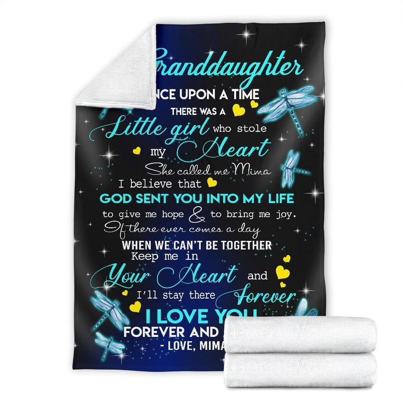 To My Granddaughter Dragonflies Mima Fleece Blanket interestprint