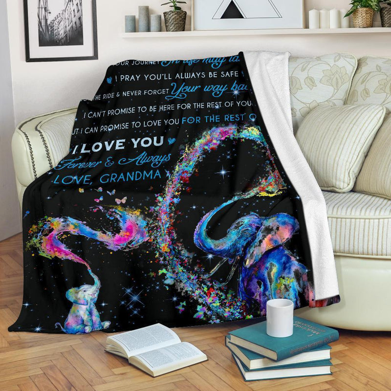 To My Granddaughter I Love You Grandma Elephant Fleece Blanket interestprint