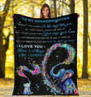 To My Granddaughter I Love You Grandma Elephant Fleece Blanket interestprint
