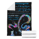 To My Granddaughter I Love You Grandma Elephant Fleece Blanket interestprint