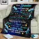 To My Grandson Dragonflies Fleece Blanket interestprint
