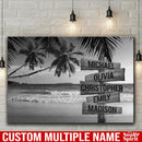 Tropical Beach Scenery Multi Names Premium Canvas - Family Street Sign Family Name Art Canvas For Home Decor Personalized Canvas Wall Art - Customized Family - CANLA75 - CustomCat