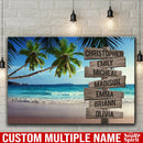Tropical Beach Scenery Multi Names Premium Canvas - Family Street Sign Family Name Art Canvas For Home Decor Personalized Canvas Wall Art Family - CANLA75 - CustomCat