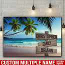 Tropical Beach Scenery Multi Names Premium Canvas - Family Street Sign Family Name Art Canvas For Home Decor Personalized Canvas Wall Art Family - CANLA75 - CustomCat