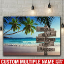 Tropical Beach Scenery Multi Names Premium Canvas - Family Street Sign Family Name Art Canvas For Home Decor Personalized Canvas Wall Art Family - CANLA75 - CustomCat