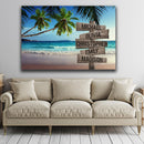 Tropical Beach Scenery Multi Names Premium Canvas - Family Street Sign Family Name Art Canvas For Home Decor Personalized Canvas Wall Art Family - CANLA75 - CustomCat