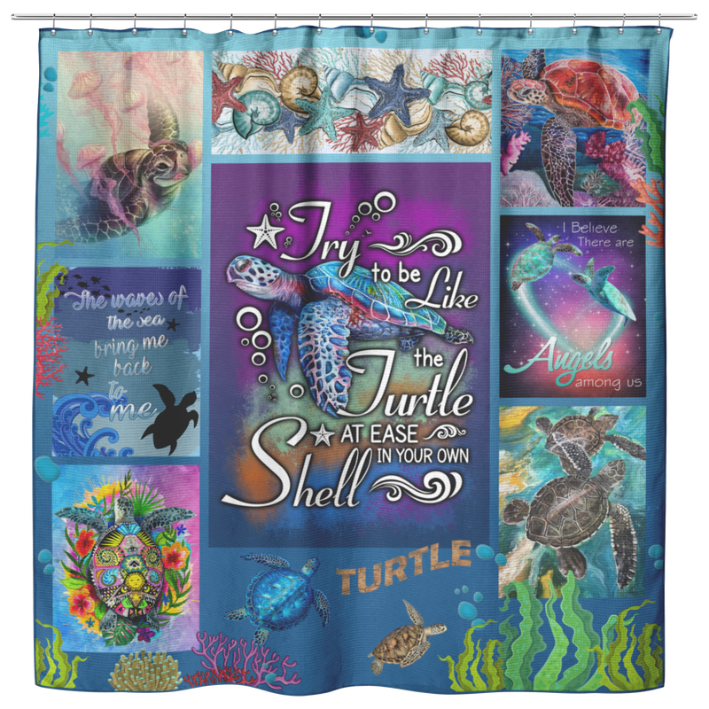 Turle Shower Curtains Try To Be Like The Turtle At Ease In Your Own Shell Turle For Bathroom Decor