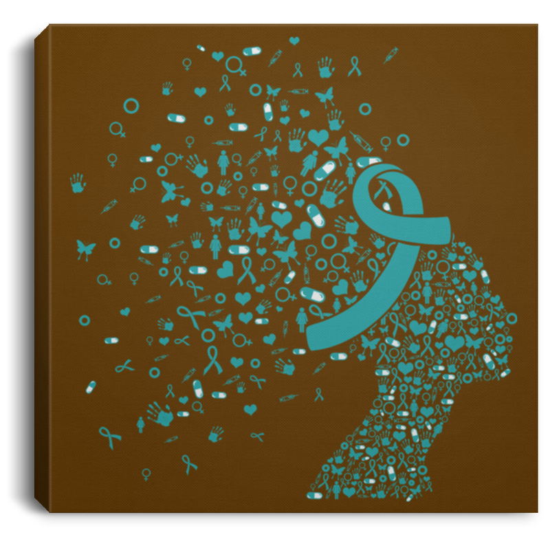 Turquoise Ribbon Awareness Canvas - Bone Tumor Awareness Canvas Wall Art Decor