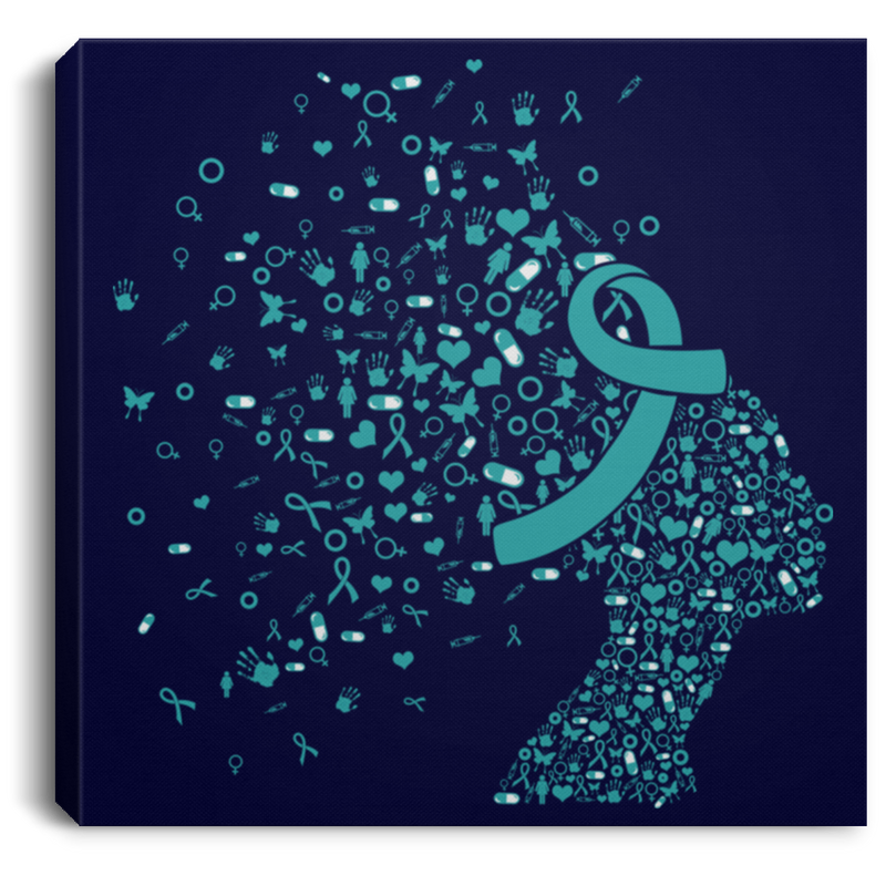 Turquoise Ribbon Awareness Canvas - Bone Tumor Awareness Canvas Wall Art Decor