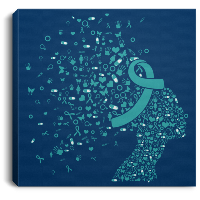 Turquoise Ribbon Awareness Canvas - Bone Tumor Awareness Canvas Wall Art Decor