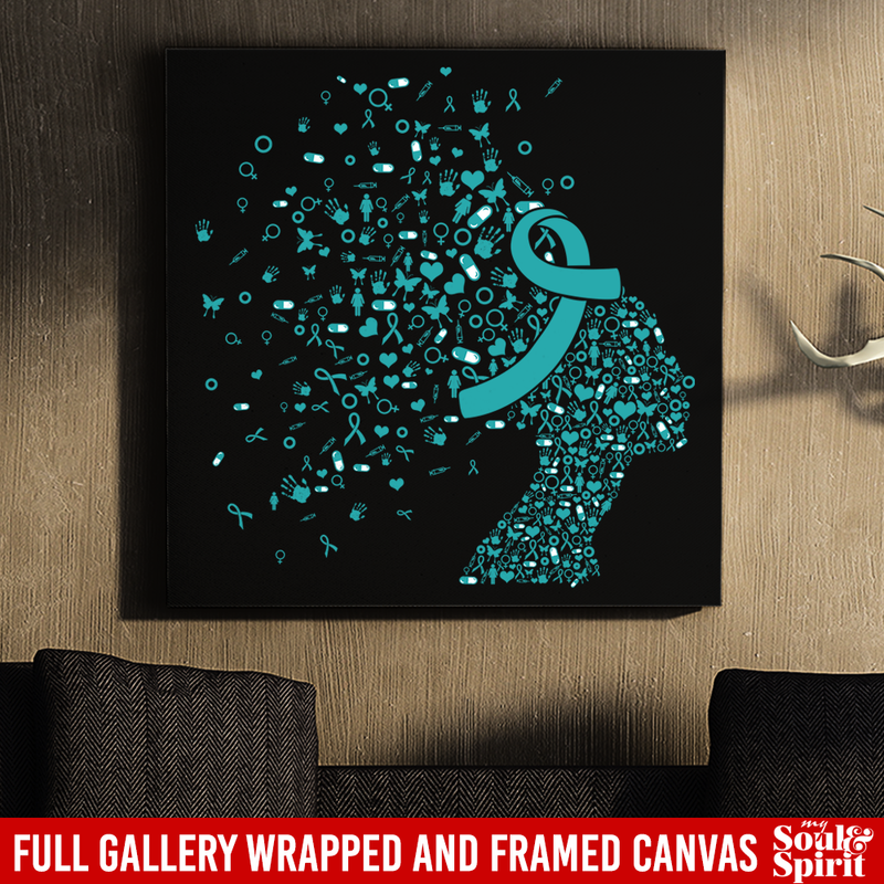 Turquoise Ribbon Awareness Canvas - Bone Tumor Awareness Canvas Wall Art Decor