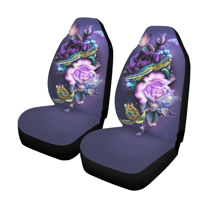 Turtle Butterfly Flowers Car Seat Covers (Set of 2) interestprint
