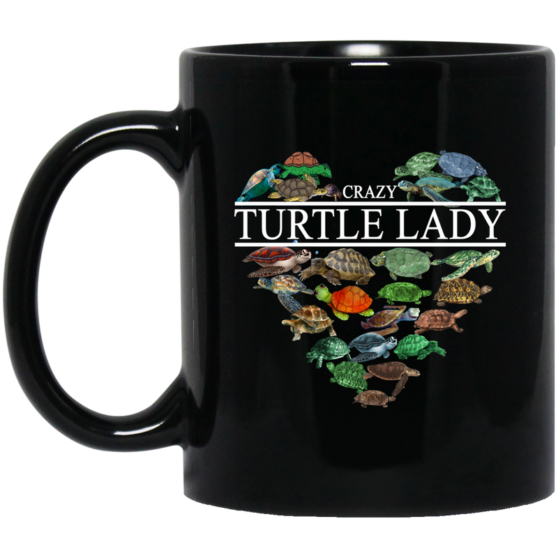 Turtle Coffee Mug Crazy Turtle Lady Heart 11oz - 15oz Black Mug CustomCat