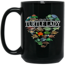 Turtle Coffee Mug Crazy Turtle Lady Heart 11oz - 15oz Black Mug CustomCat