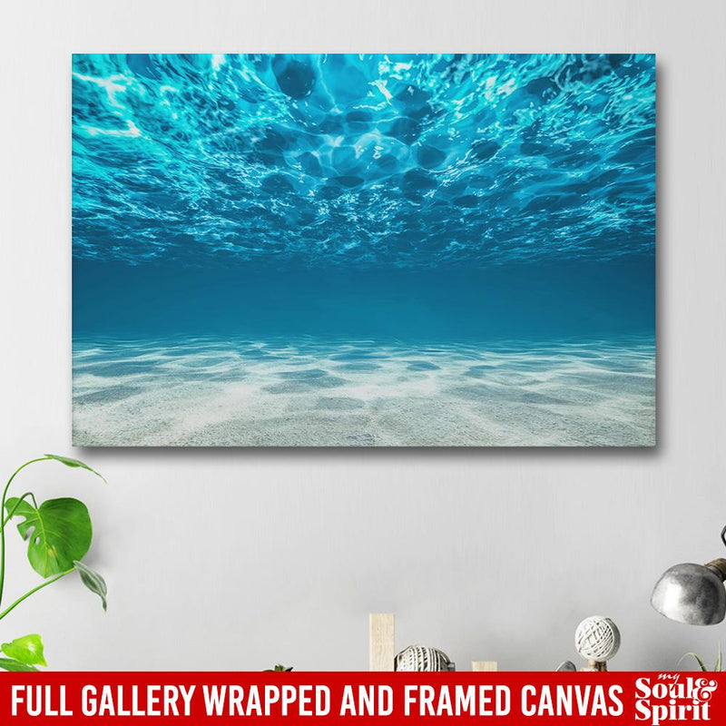 Underwater, Ocean Bottom And Surface Canvas For Living Room Mermaid - CANLA75 - CustomCat